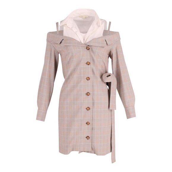 Maje Trompe-l’oeil Shirt Dress in Beige Polyester